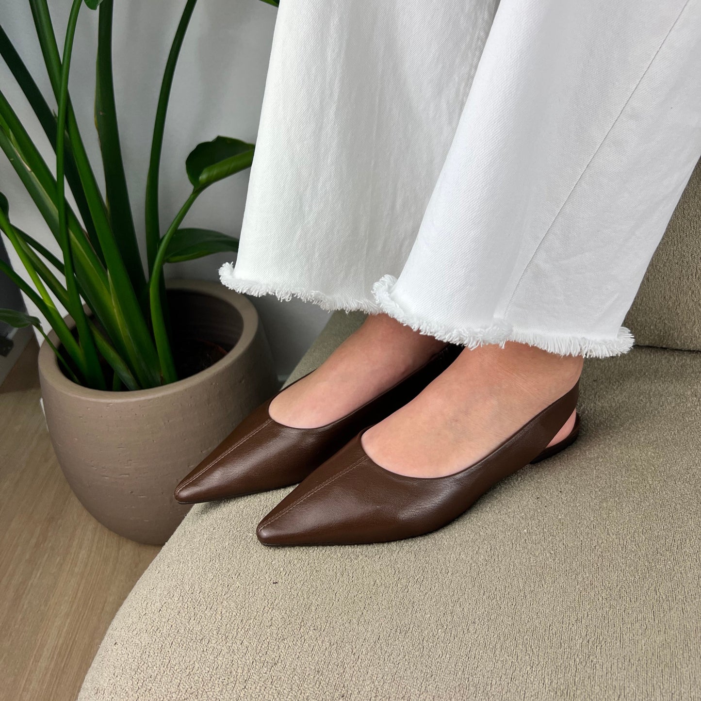 Sapato Slingback - Castanho