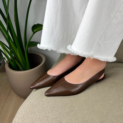 Sapato Slingback - Castanho