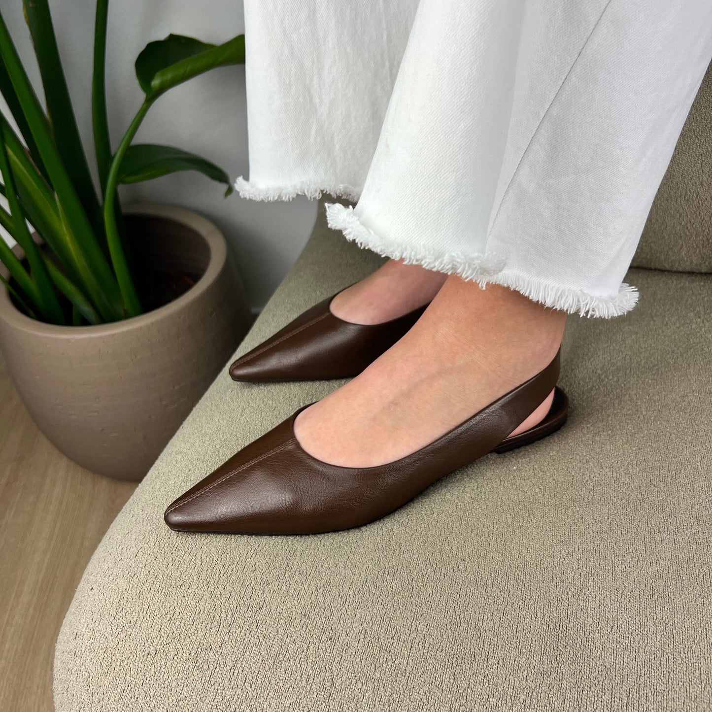 Sapato Slingback - Castanho