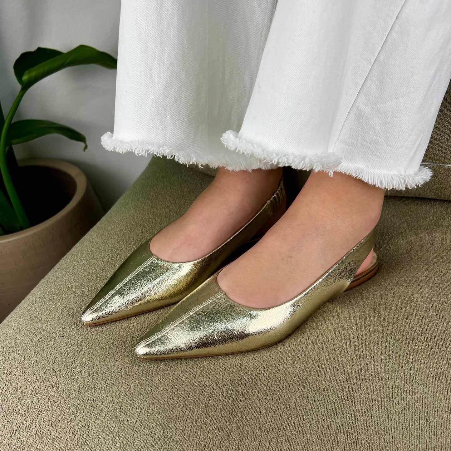 Sapato Slingback - Dourado
