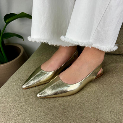 Sapato Slingback - Dourado