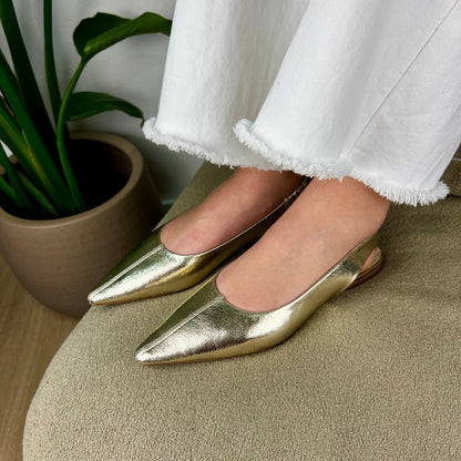 Sapato Slingback - Dourado