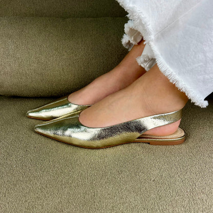 Sapato Slingback - Dourado