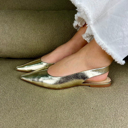 Sapato Slingback - Dourado