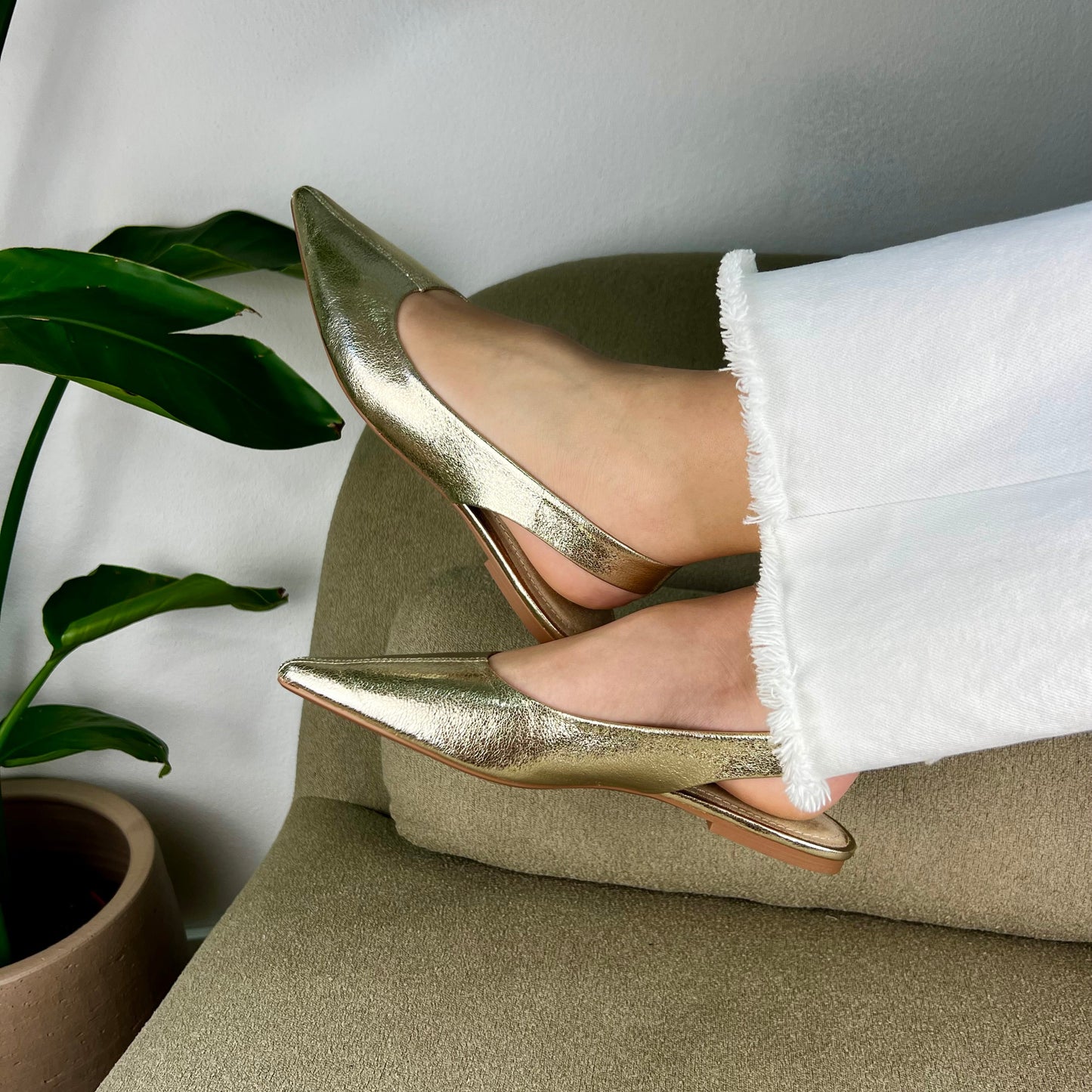 Sapato Slingback - Dourado