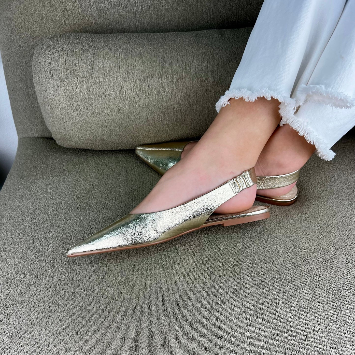 Sapato Slingback - Dourado