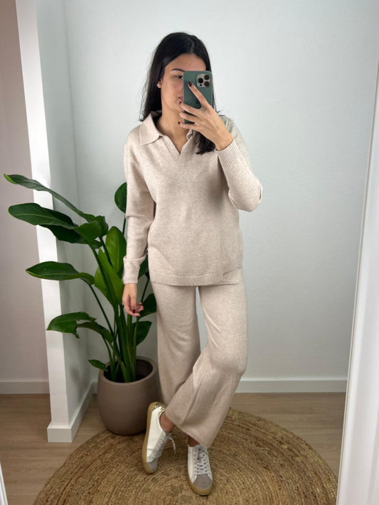 Conjunto de Malha Comfy - Bege